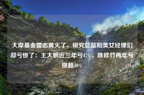 大摩基金雷志勇火了，研究总监和美女经理们却亏惨了：王大鹏近三年亏47%，陈修竹两年亏损超40%